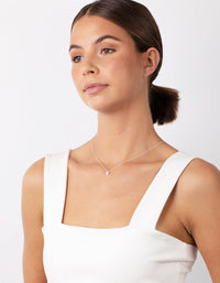 Sterling Silver Cubic Zirconia Pear Halo Necklace - link has visual effect only