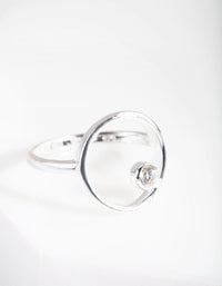 Sterling Silver Open Circle Diamante Ring - link has visual effect only