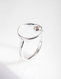 Sterling Silver Open Circle Diamante Ring - link has visual effect only