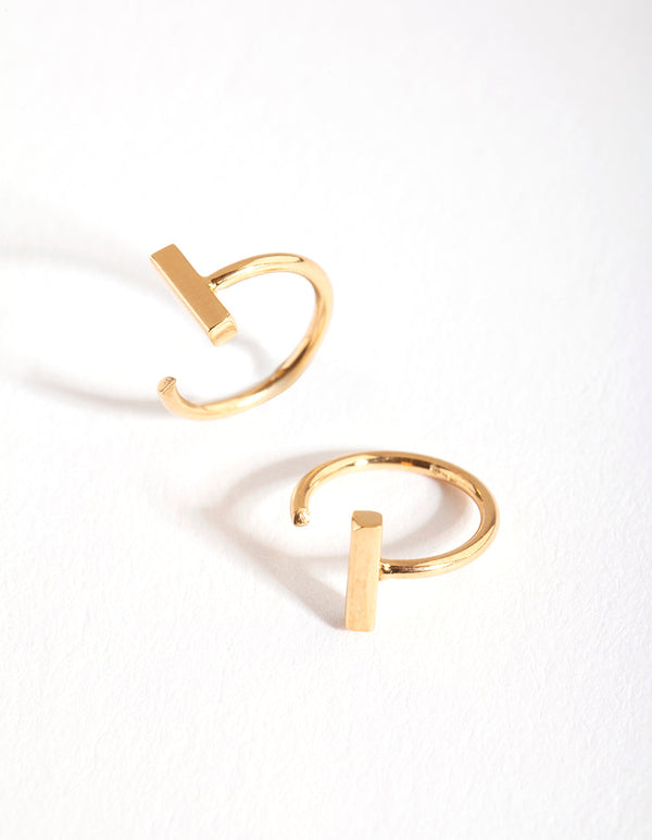 Gold Plated Sterling Silver Bar Hook Earrings