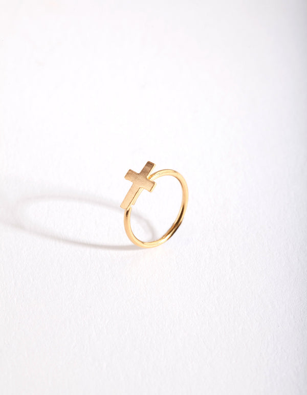 Gold Plated Large Cross Nose Ring