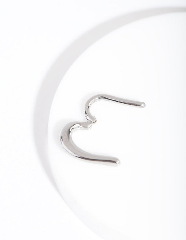 Rhodium Heart Clicker Earring