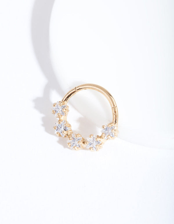 Gold Cubic Zirconia Star Clicker Earring