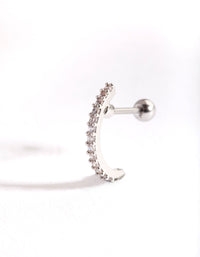 Rhodium Surgical Steel Diamante Curve Barbell - link has visual effect only