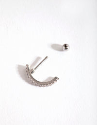 Rhodium Surgical Steel Diamante Curve Barbell - link has visual effect only