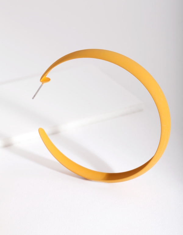Mustard Coated Metal 60mm Hoop Earrings
