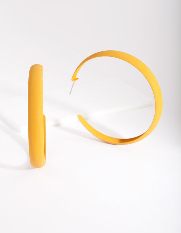 Mustard Coated Metal 60mm Hoop Earrings