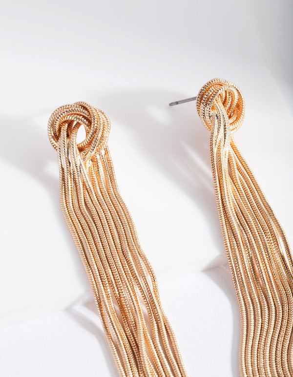 Gold Knot Snakechain Earrings