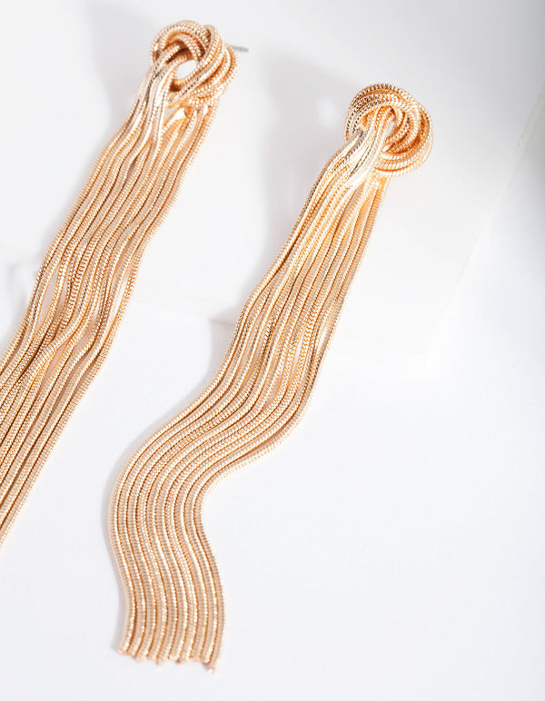 Gold Knot Snakechain Earrings