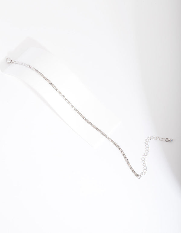 Bransoletka na kostkę z łańcuszkiem w jodełkę, 3 mm, rodowana