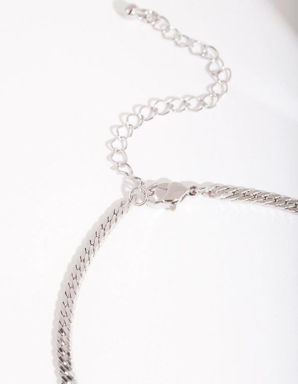 Bransoletka na kostkę z łańcuszkiem w jodełkę, 3 mm, rodowana