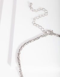 Rhodium 3mm Foxtail Chain Anklet - link has visual effect only