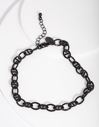 Bransoletka na kostkę z czarnego powlekanego metalu Mariner Chain - link has visual effect only