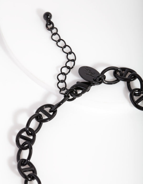 Bransoletka na kostkę z czarnego powlekanego metalu Mariner Chain