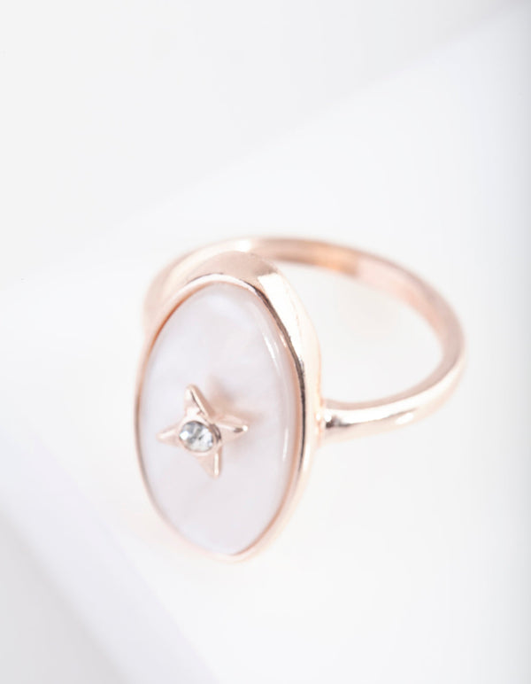 Rose Gold Pearl Oval Ring