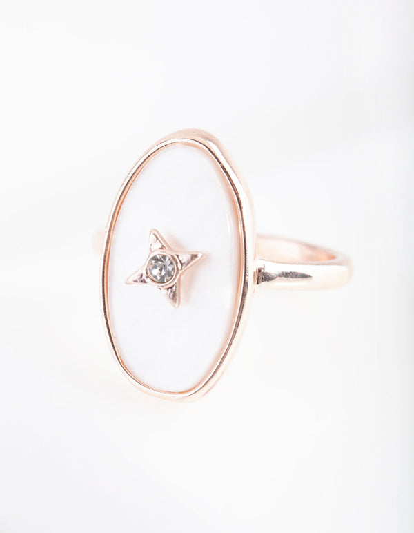 Rose Gold Pearl Oval Ring