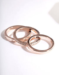 Rose Gold Diamante Star Ring Stack 3 Pack - link has visual effect only