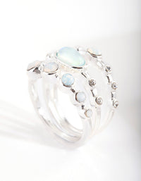 Silver Round Synthetic Opal Ring 3 Pack - link has visual effect only