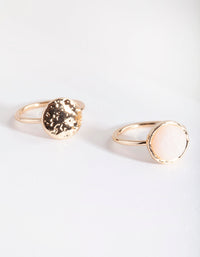Gold Disc & Stone Ring 2 Pack - link has visual effect only