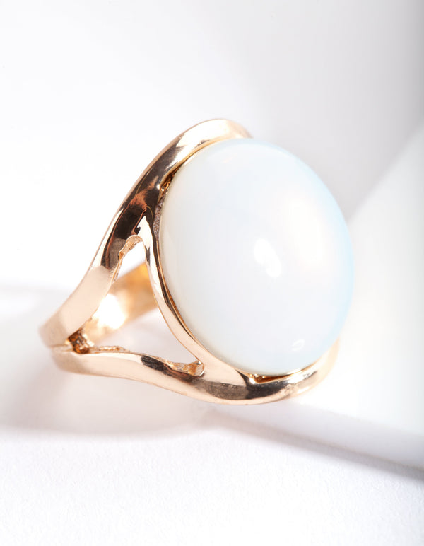 Gold Large Round Cateye Ring