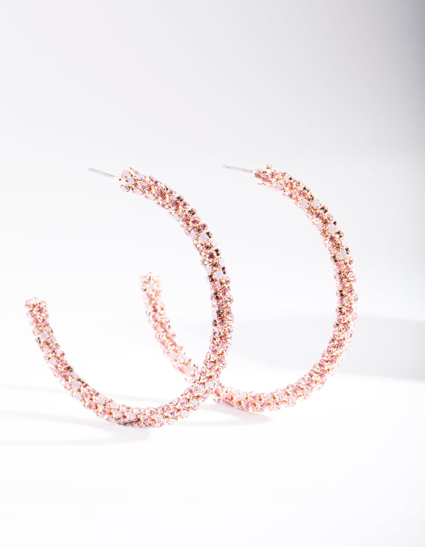 Roze diamanten hoepeloorbellen