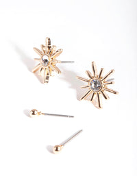 Gold Diamante Sun Earring 2 Pack - link has visual effect only