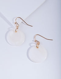 Gold Round Circle Shell Drop Earrings - link has visual effect only