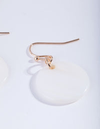 Gold Round Circle Shell Drop Earrings - link has visual effect only