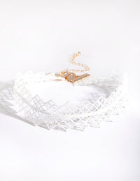 Biały szeroki koronkowy choker - link has visual effect only