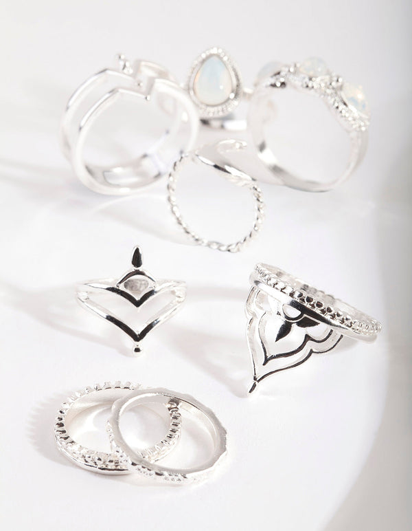 Srebrny pierścień Bohemian Moon Ring (8 sztuk)