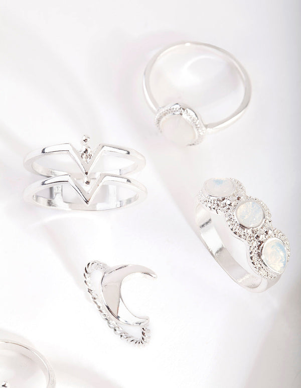 Srebrny pierścień Bohemian Moon Ring (8 sztuk)