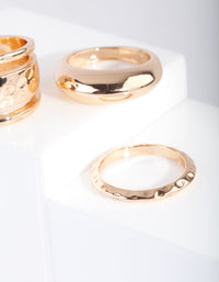 Gold Mixed Textured Ring 3 Pack - link has visual effect only