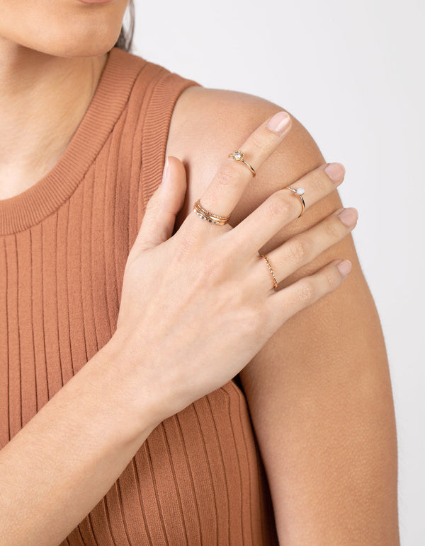 Gold Textured Synthetic Opal Ring 24 Pack