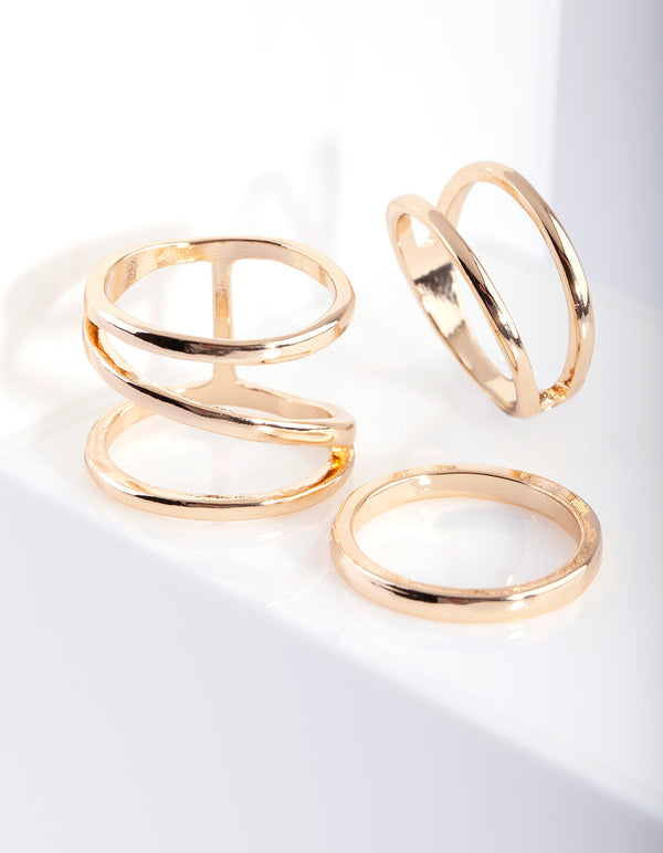 Gold Smooth Band Ring 5 Pack
