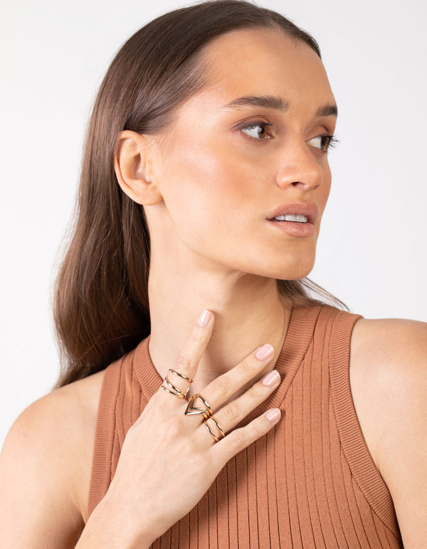 Gold Smooth Band Ring 5 Pack