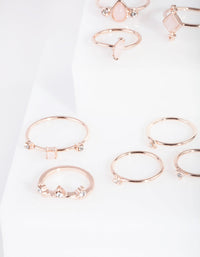 Rose Gold Fine Stone Ring 8 Pack - link has visual effect only