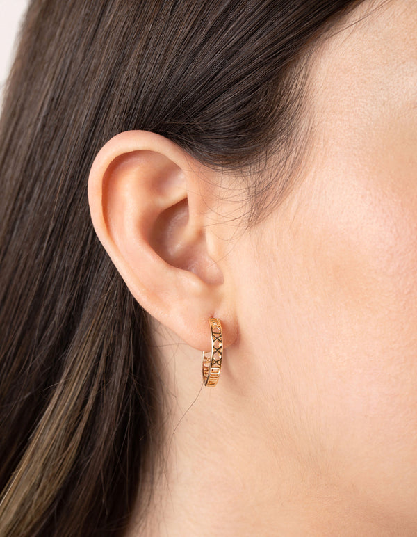 Gold Roman Numeral Hoop Earrings