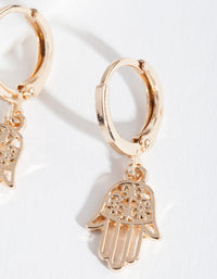 Gold Hands Huggie Earrings - link has visual effect only
