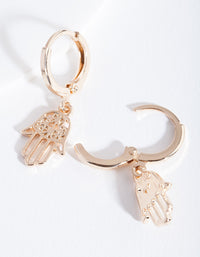 Gold Hands Huggie Earrings - link has visual effect only