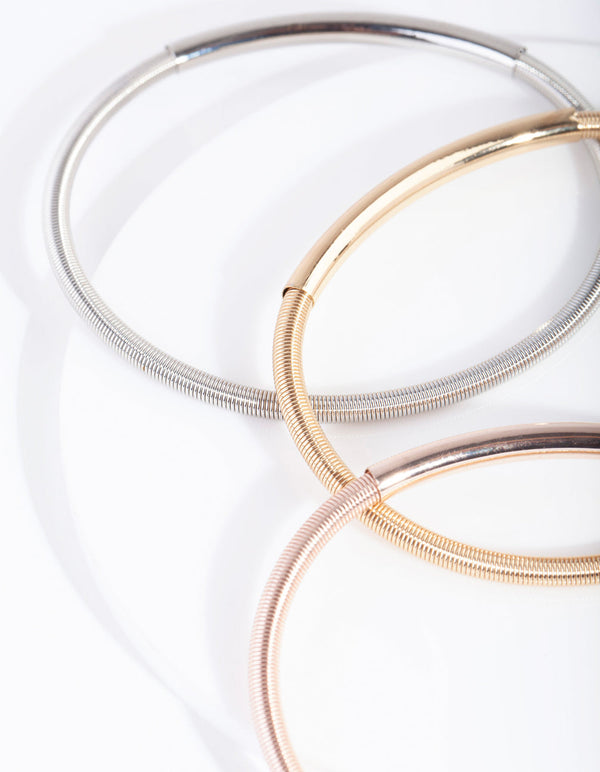 Bransoletka typu snake chain z 3 rzędami metalu