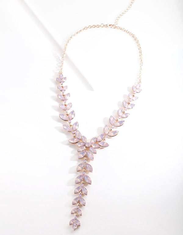 Rose Gold Pink Cascading Navette Necklace