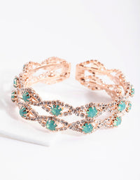 Green Stone Diamante Cupchain Cuff Bracelet - link has visual effect only