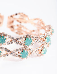 Green Stone Diamante Cupchain Cuff Bracelet - link has visual effect only