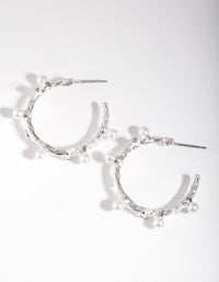 Silver Branch Pearl Hoop Earrings - link has visual effect only