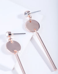 Rose Gold Diamante Disc Stick Earrings - link has visual effect only
