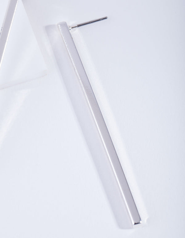 Silver Stick Drop Earrings