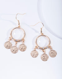 Gold Hoop Coin Drop Earrings - link has visual effect only