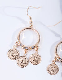 Gold Hoop Coin Drop Earrings - link has visual effect only