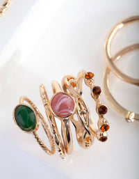 Gold Stone and Diamante Ring Stack 11 Pack - link has visual effect only