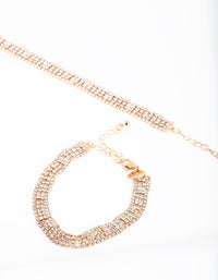 Zestaw złotych bransoletek choker z diamentami - link has visual effect only
